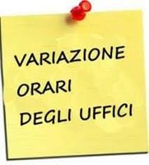 Orario Uffici comunali 
Lunedi 1 Giugno
